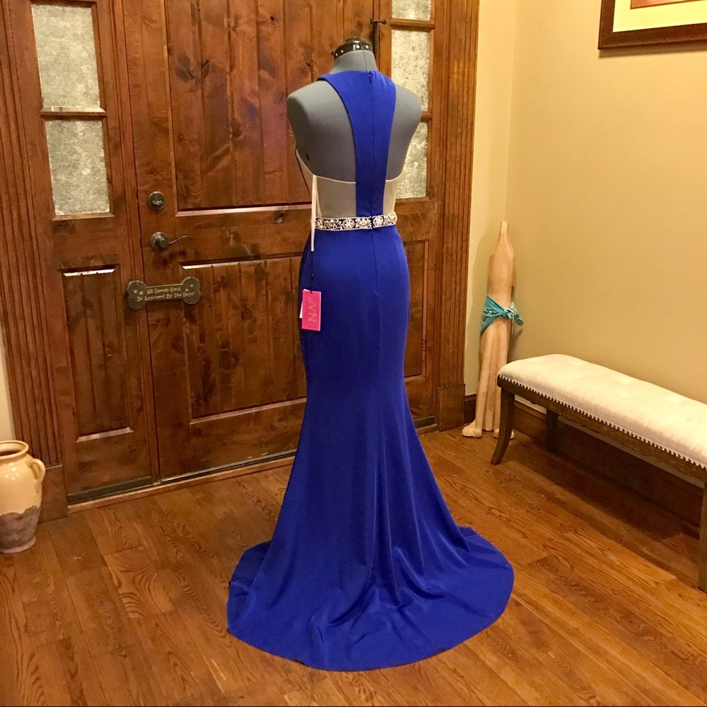 🔥JVN Jovani Royal Blue Illusion Fitted Dress! - Picture 6 of 8